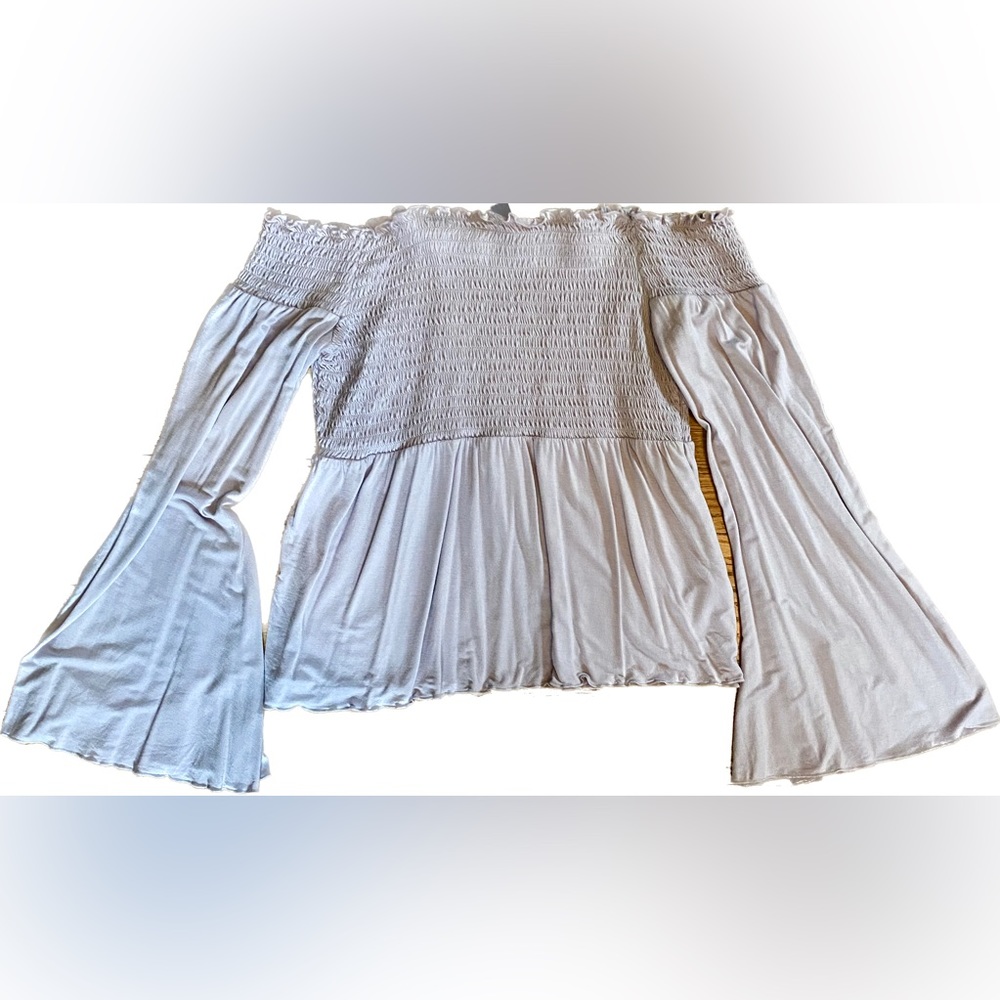 Strapless Bell Sleeve Light Purple Top